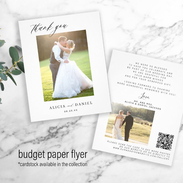 Budget QR CODE 2 photo wedding thank you Flyer (Creator Uploaded)