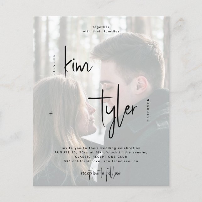 Budget QR CODE 2 photos wedding Invitation Flyer (Front)