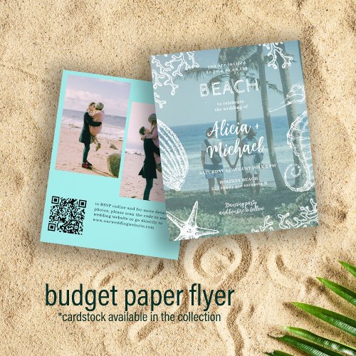 Budget QR CODE 3 photo summer beach wedding Flyer