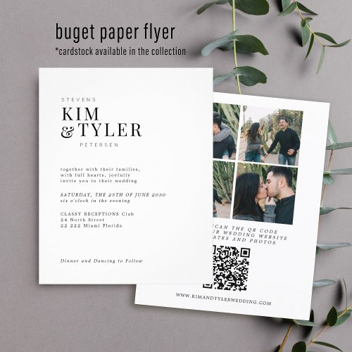 Budget QR CODE 4 photos modern wedding Invitation Flyer