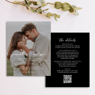 BUDGET QR Code Black Elegant Stylish Photo Wedding