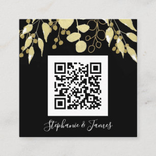 Budget QR Code Black Gold Wedding Invitation