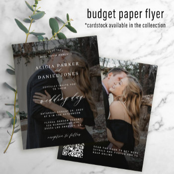 Budget Qr Code Black Photo Wedding Invitation Flyer by invitations_kits at Zazzle