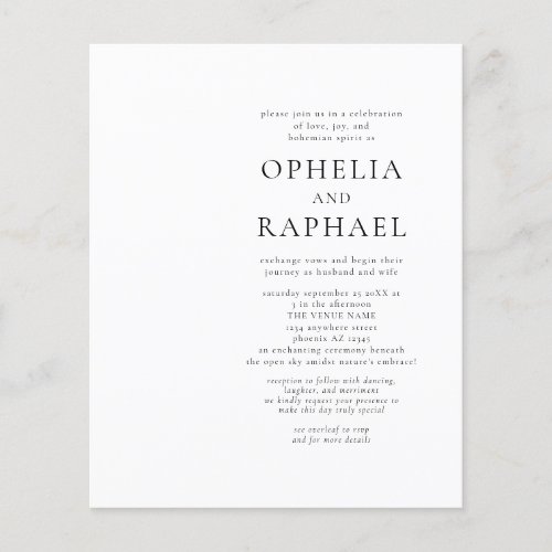 Budget QR Code Black White Bohemian Wedding Invite