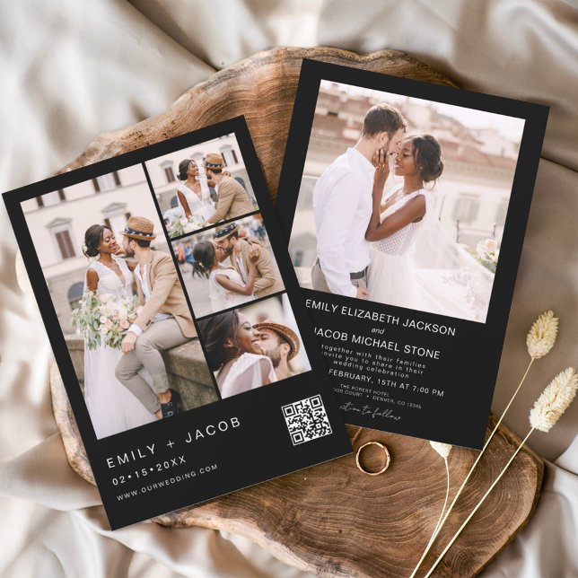 Budget QR Code Black White Wedding Invitation Flyer (Creator Uploaded)