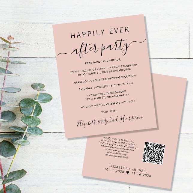 Budget QR Code Blush Wedding ReceptIon Invitation (Creator Uploaded)
