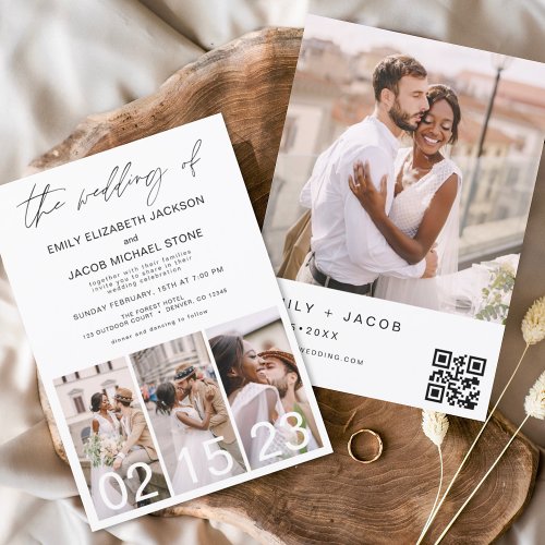 Budget QR Code Calligraphy Wedding Invitation