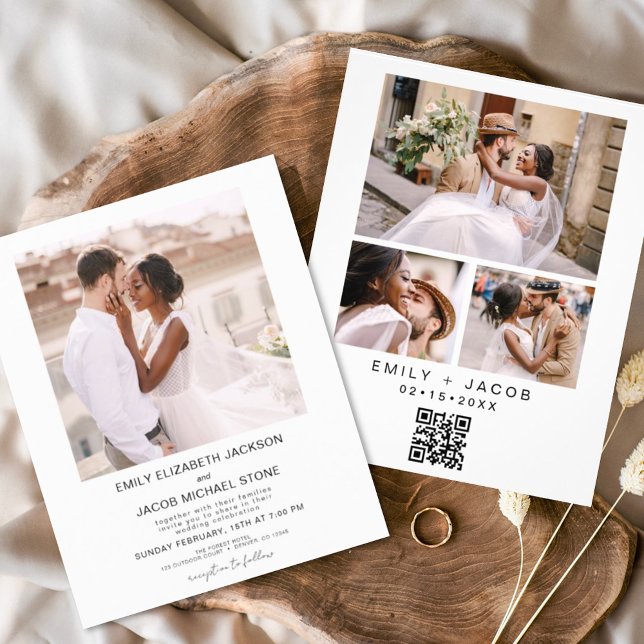 Budget QR Code Calligraphy Wedding Invitation Flyer (Creator Uploaded)