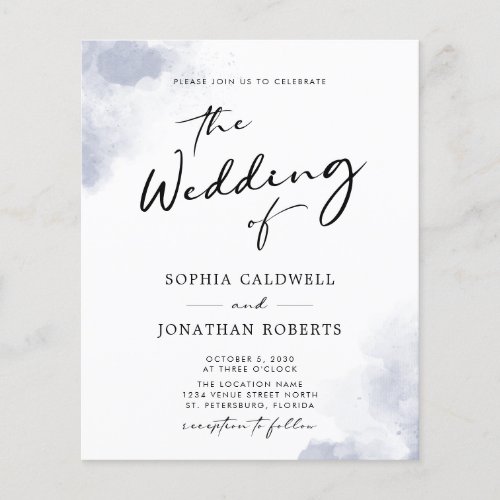 Budget QR Code Dusty Blue Watercolor Wedding