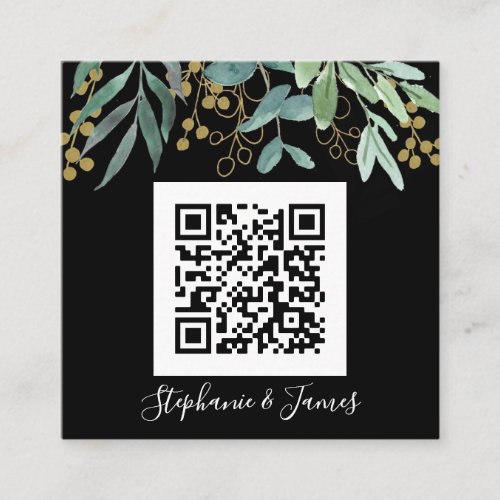 Budget QR Code Eucalyptus Black Wedding Invitation