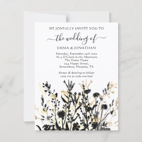 Budget QR CODE Floral Meadow Black Gold