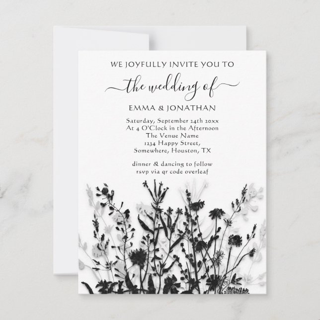 Budget QR CODE Floral Meadow Black Silver White (Front)