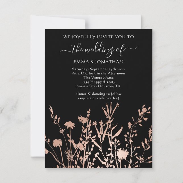 Budget QR CODE Floral Meadow Black White (Front)