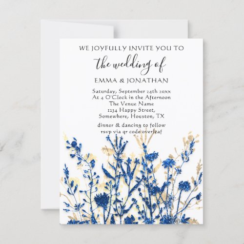 Budget QR CODE Floral Meadow Blue Navy