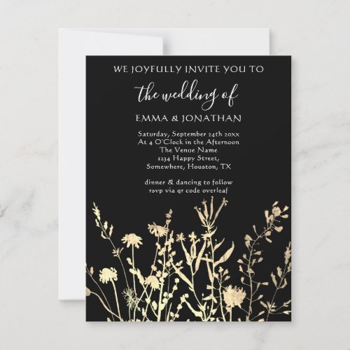 Budget QR CODE Floral Meadow Gold Black