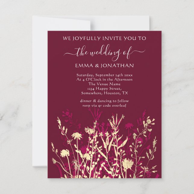 Budget QR CODE Floral Meadow Gold Marsala (Front)