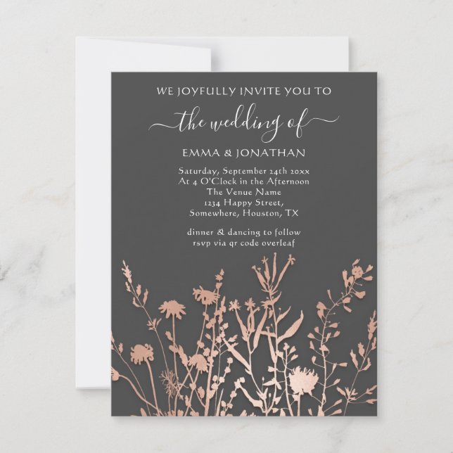 Budget QR CODE Floral Meadow Gray Rose (Front)