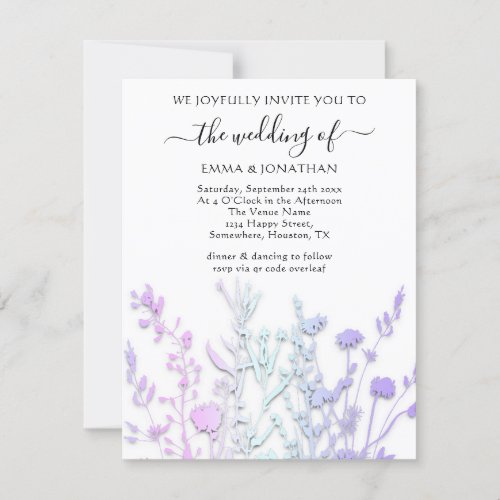 Budget QR CODE Floral Meadow White Purple Pastels