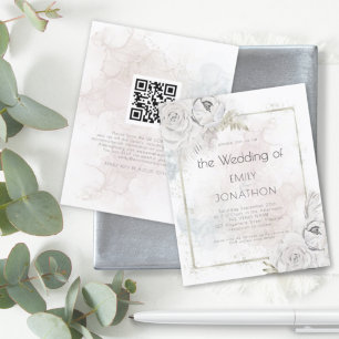 Budget QR Code Floral Watercolors Wedding Invite