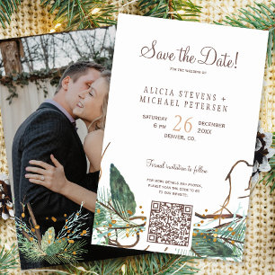 Budget QR code forest PHOTO wedding save the date