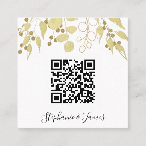 Budget QR Code Gold Foliage Wedding Invitation