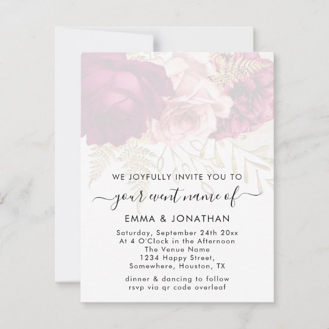 Budget QR Code Gold Roses Marsala (Front)