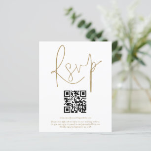 Budget QR Code Gold Script Wedding RSVP