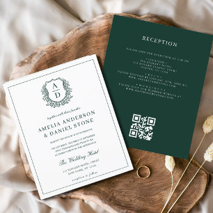 Budget QR Code Green Leaf Wedding Invitation Flyer