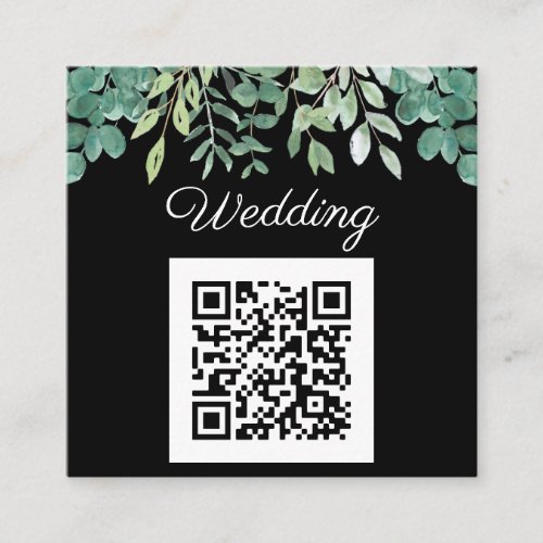 Budget QR Code Greenery Black Wedding Invitation