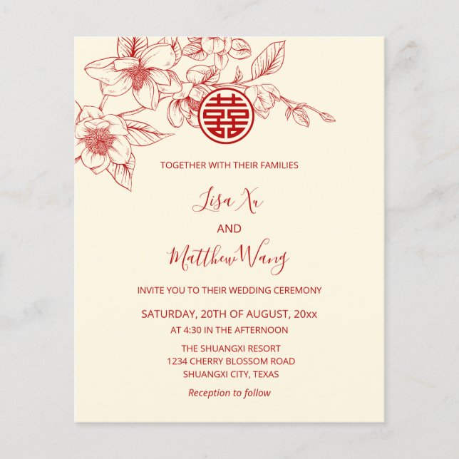 BUDGET QR Code | Magnolia  Cream Chinese Wedding (Front)