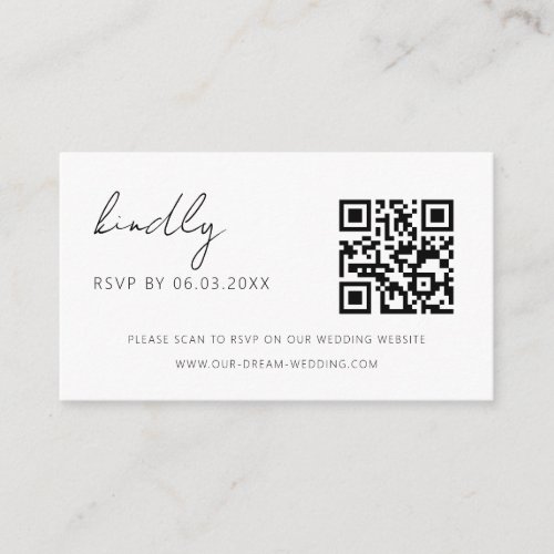 Budget QR Code Minimalist RSVP Wedding Website Enc Enclosure Card