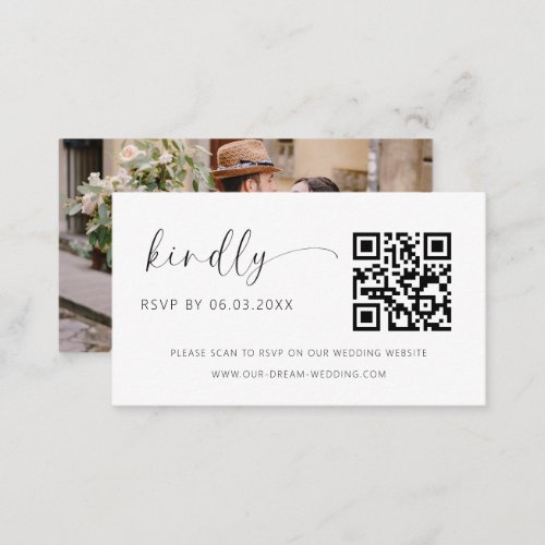 Budget QR Code Minimalist RSVP Wedding Website Enclosure Card