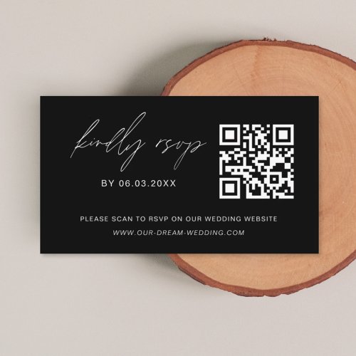 Budget QR Code Minimalist RSVP Wedding Website Enclosure Card