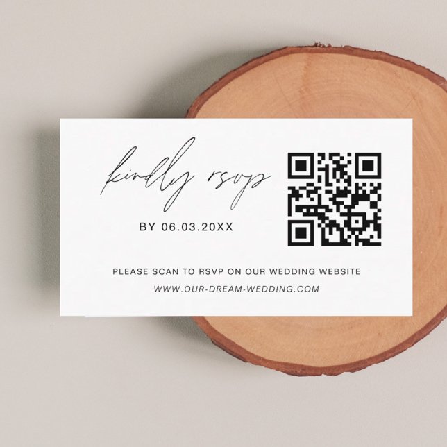 Budget QR Code Minimalist RSVP Wedding Website Enclosure Card (Creator Uploaded)