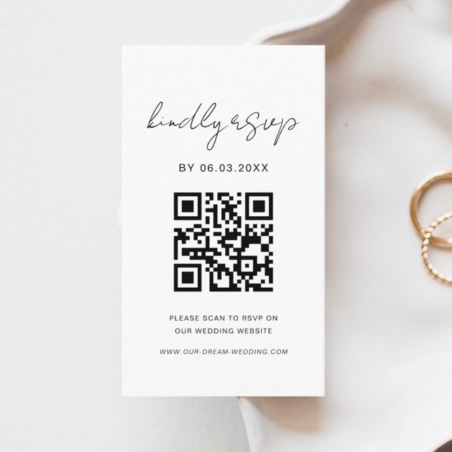Budget QR Code Minimalist RSVP Wedding Website Enclosure Card (Creator Uploaded)