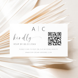 Budget QR Code Minimalist RSVP Wedding Website Enclosure Card