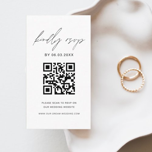 Budget QR Code Minimalist RSVP Wedding Website Enclosure Card