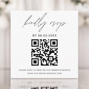 Budget QR Code Minimalist RSVP Wedding Website  Enclosure Card
