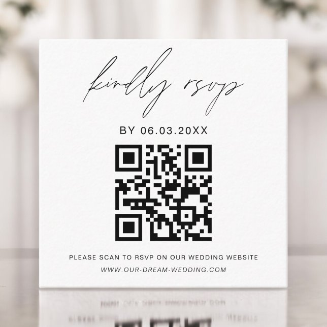 Budget QR Code Minimalist RSVP Wedding Website  Enclosure Card (Creator Uploaded)