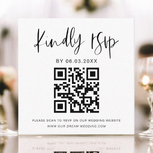 Budget QR Code Minimalist RSVP Wedding Website  Enclosure Card