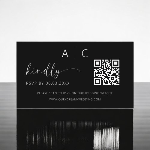 Budget QR Code Minimalist RSVP Wedding Website Enclosure Card