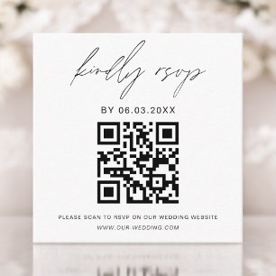 Budget QR Code Minimalist RSVP Wedding Website  Enclosure Card