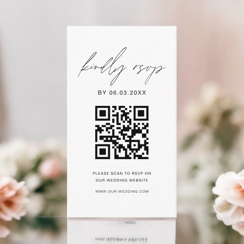 Budget QR Code Minimalist RSVP Wedding Website Enclosure Card