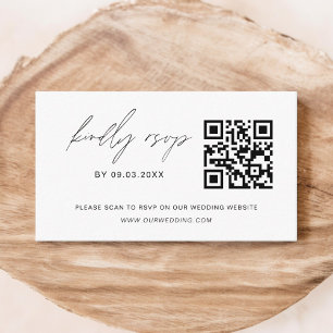 Budget QR Code Minimalist RSVP Wedding Website Enclosure Card
