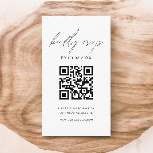Budget QR Code Minimalist RSVP Wedding Website Enclosure Card
