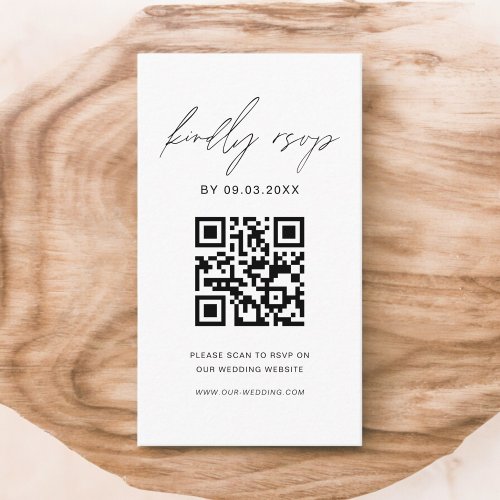 Budget QR Code Minimalist RSVP Wedding Website Enclosure Card