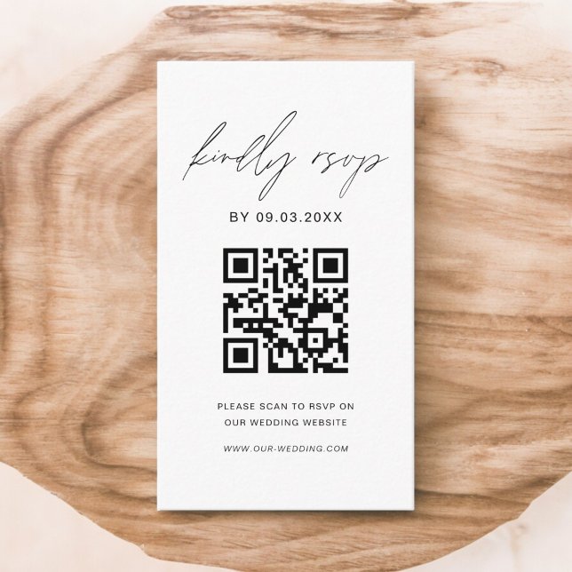Budget QR Code Minimalist RSVP Wedding Website Enclosure Card (Creator Uploaded)