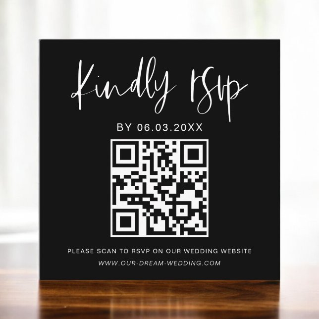 Budget QR Code Minimalist RSVP Wedding Website  Enclosure Card (Creator Uploaded)