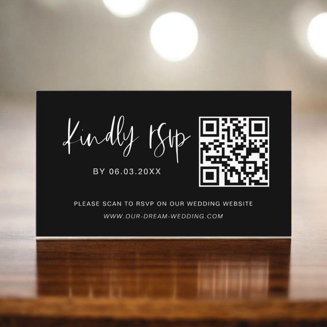Budget QR Code Minimalist RSVP Wedding Website Enclosure Card (Creator Uploaded)