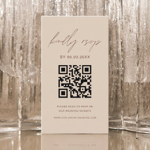 Budget QR Code Minimalist RSVP Wedding Website Enclosure Card